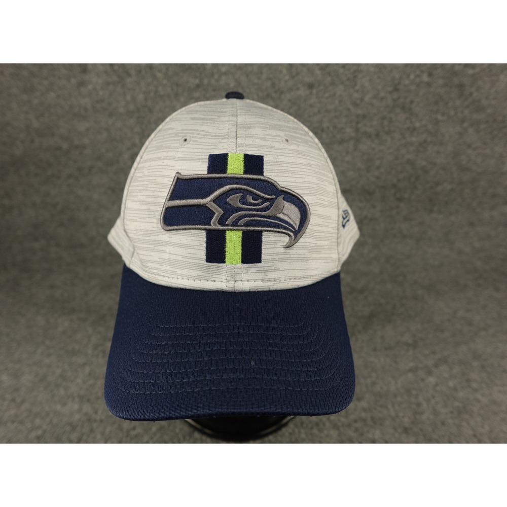 New Era 39THIRTY Seattle Seahawks NFL Hat Mens XL/XXL Grey Navy Blue Stretch Fit